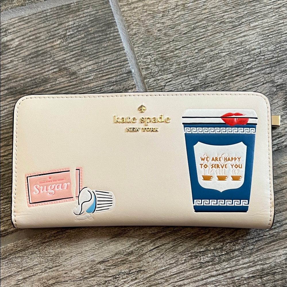 Kate Spade coffee break large slim bifold wallet New York
